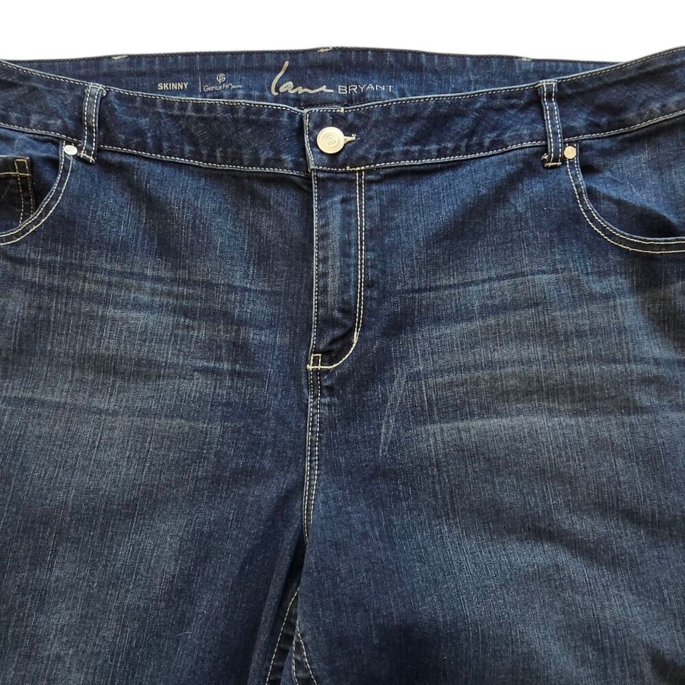 Lane Bryant Genius Fit Skinny Jeans Dark Wash Distressed Plus Size 28 Average - Picture 3 of 14